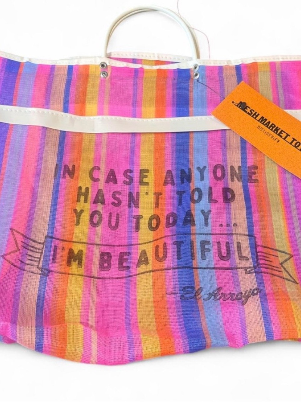 Colorful Striped Tote Bag - Pink Multi